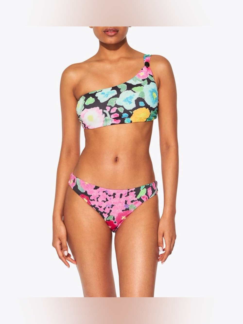 NWT Kurt Geiger Black Bikini Bottoms with Pink Floral Print XL